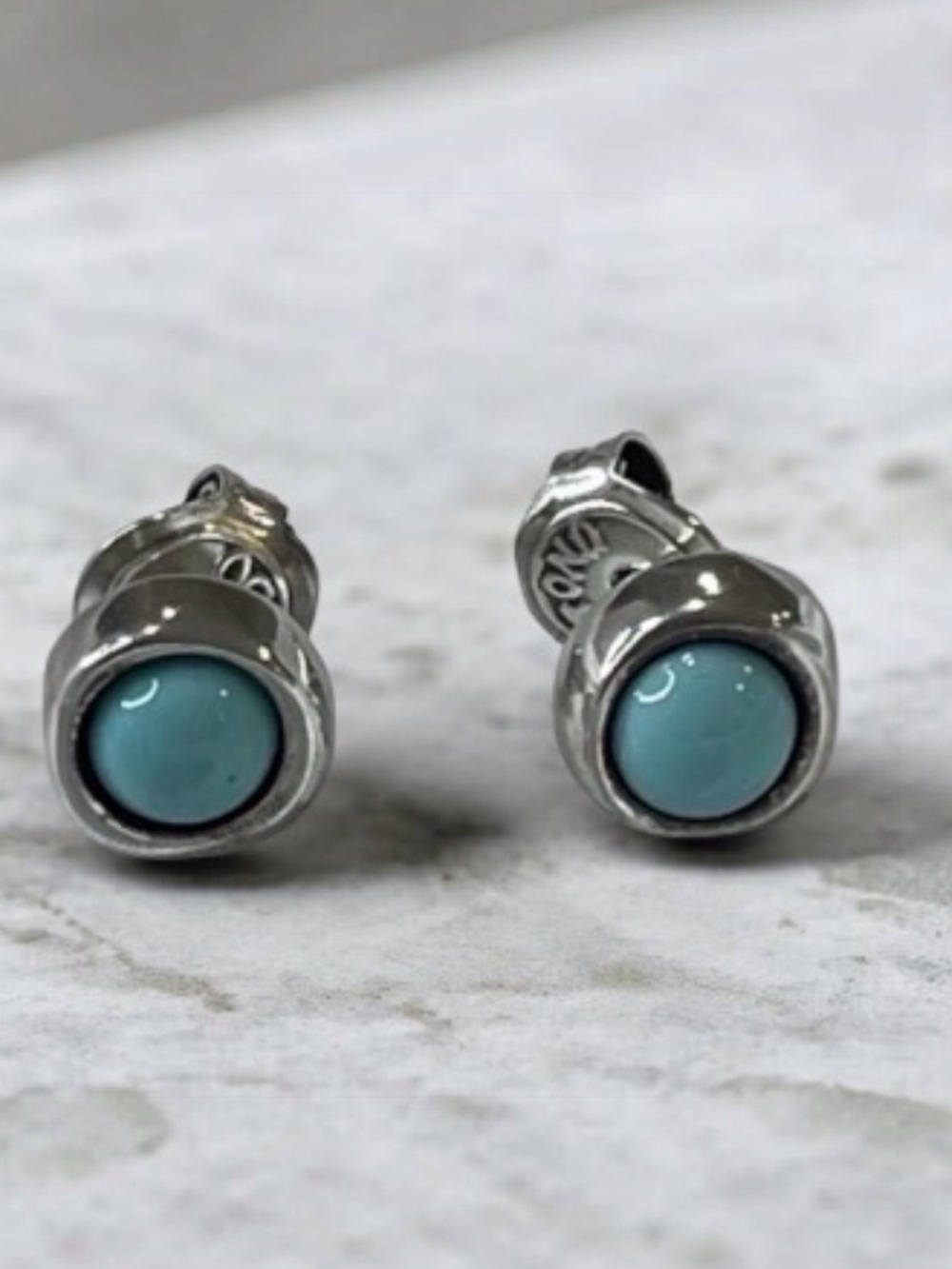 Uno de 50 Silver and Turquoise Stud Earrings